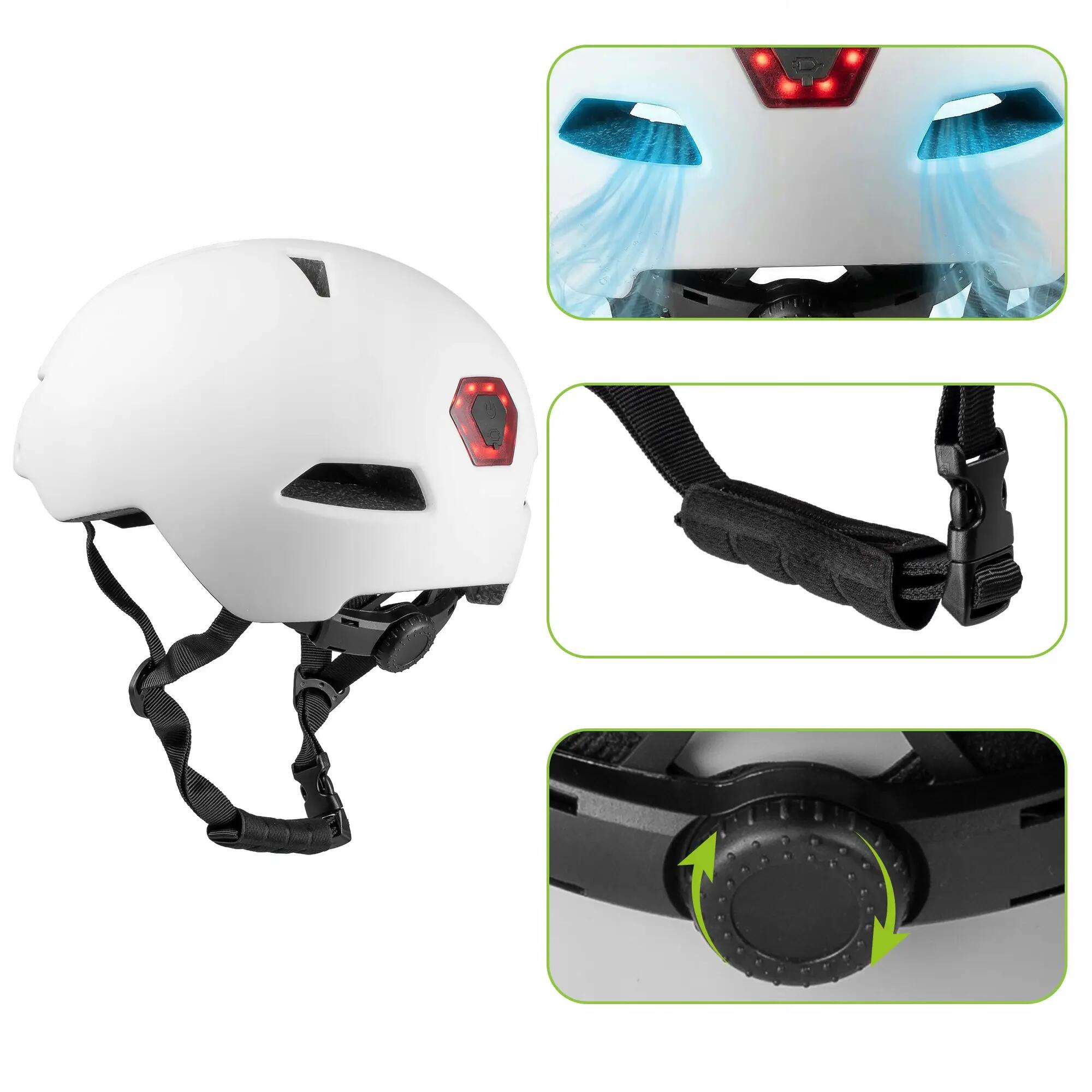Casco per bici pattini Vayox Street VA0423 con visiera e luce LED 55-58cm 9/16