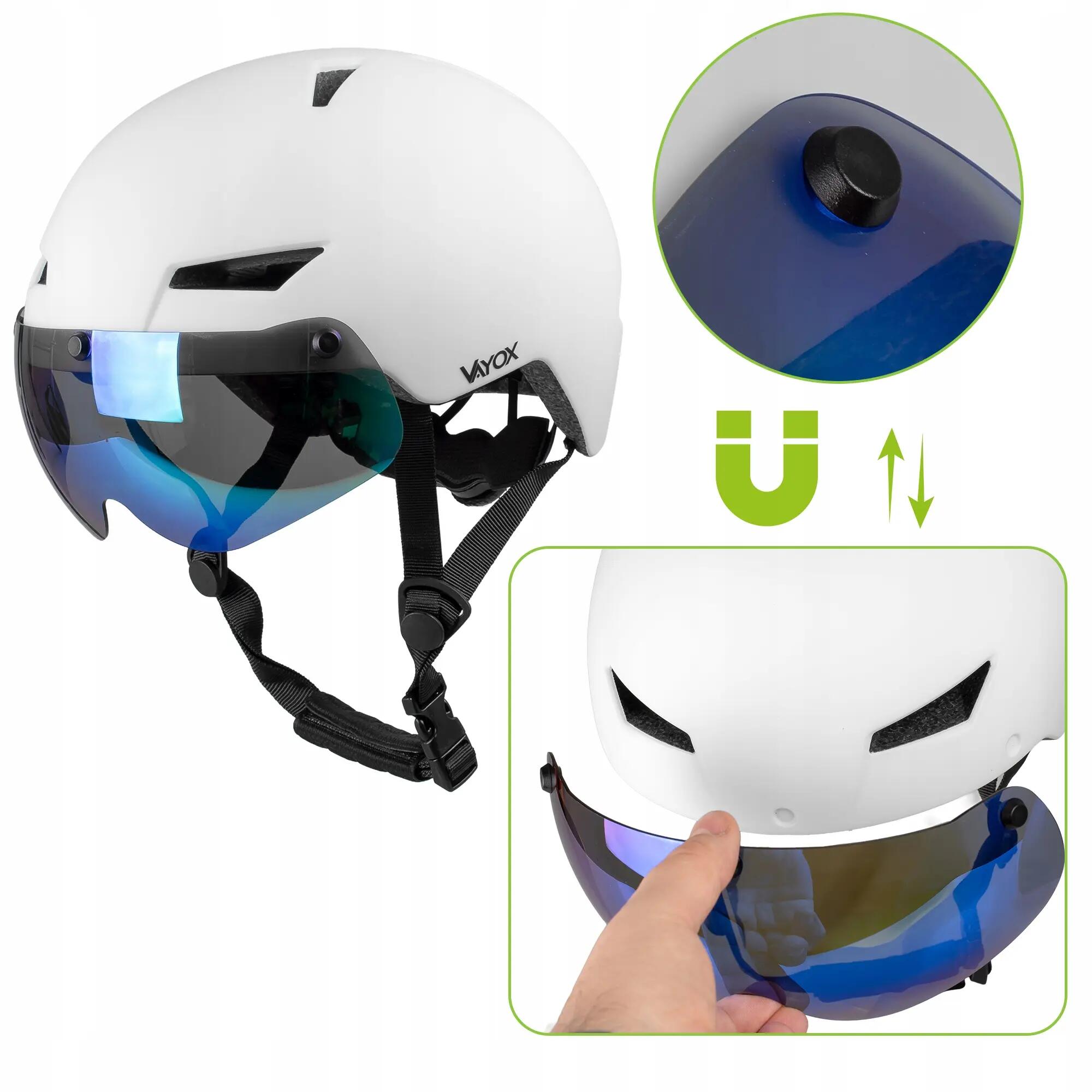 Casco per bici pattini Vayox Street VA0423 con visiera e luce LED 55-58cm 8/16