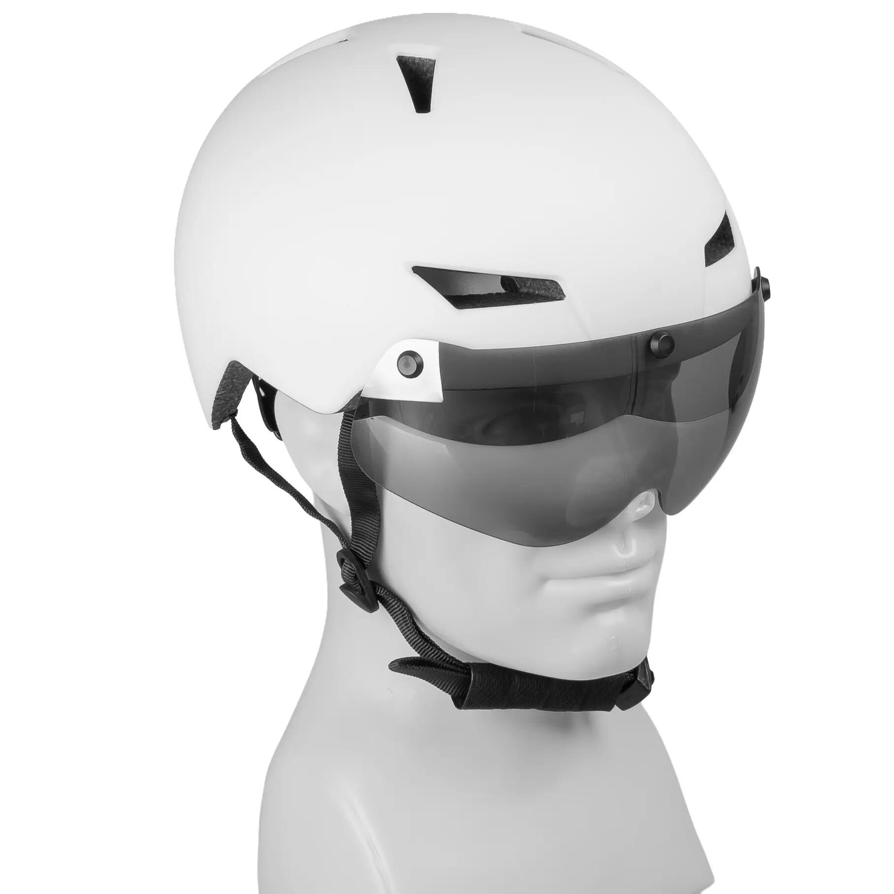 Helm für Fahrrad Roller Vayox Street VA0423 mit Visier und LED-Leuchte 55-58cm 7/16