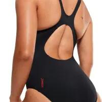 Womens/Ladies Placement Abstract Muscleback One Piece Swimsuit (Black/Red) 5/6