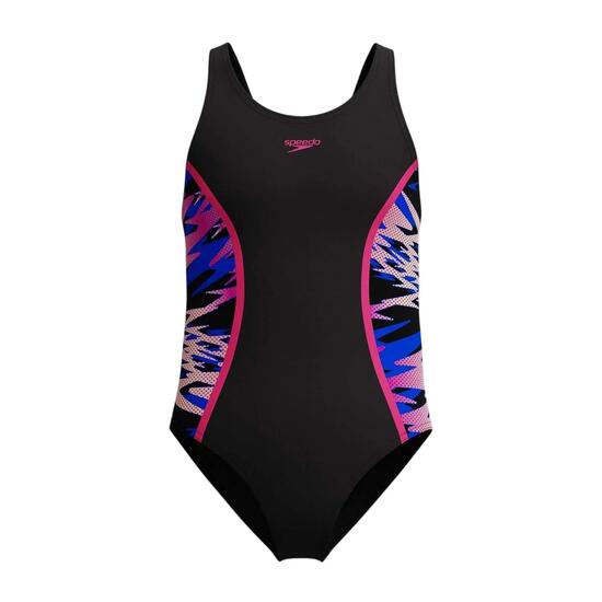 Maillot De Bain 1 Pièce Motif/style À Motifs HYPERBOOM Fille (Anthracite / Rose