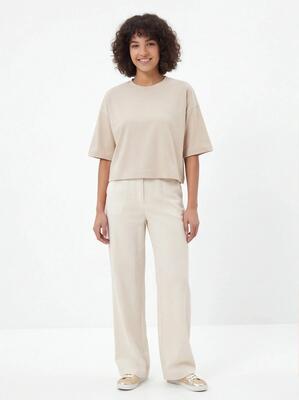 Oversized dames-t-shirt beige