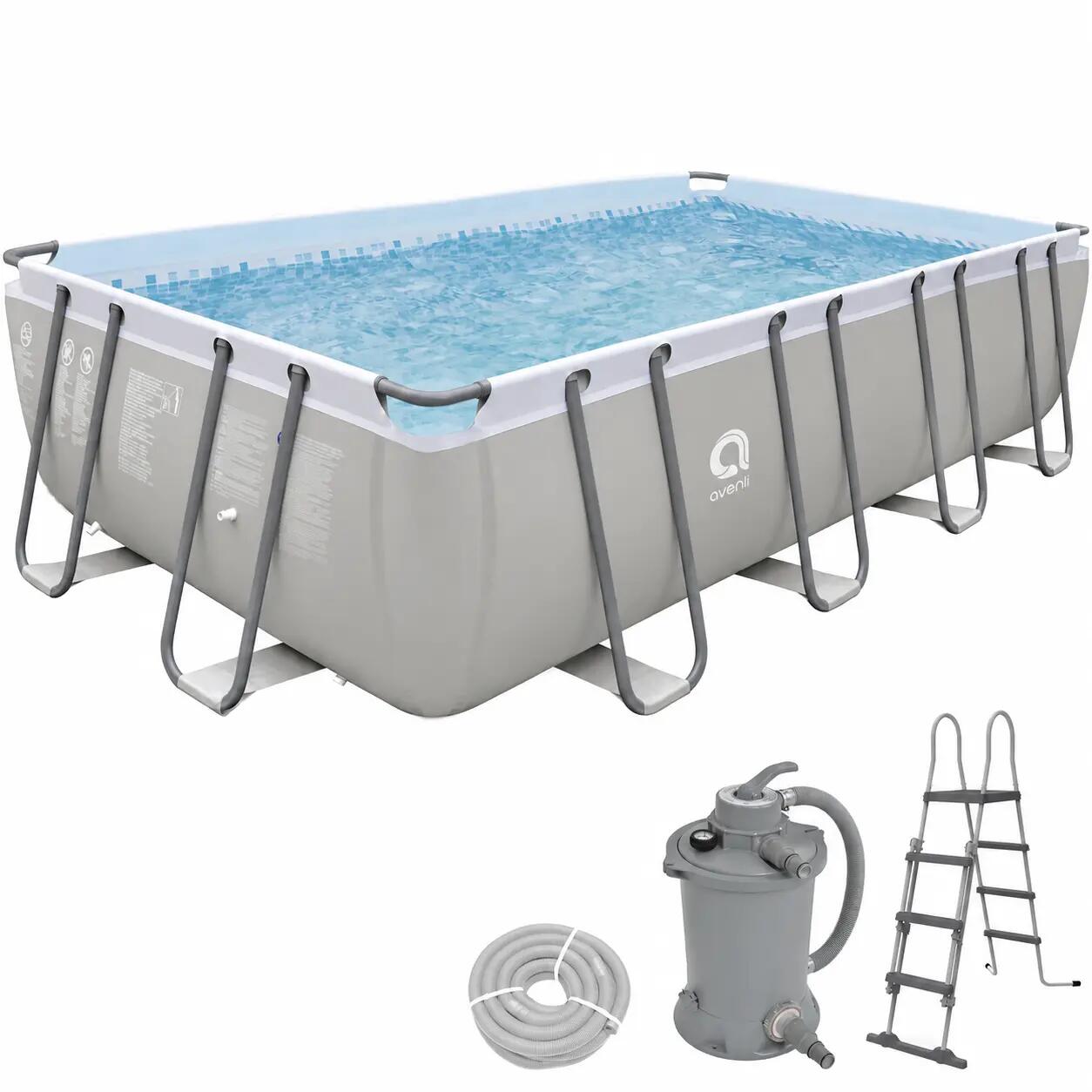 Frame Pool Komplettset 549x305x122cm grau mit Sandfilter & Sicherheitsleiter 8/8
