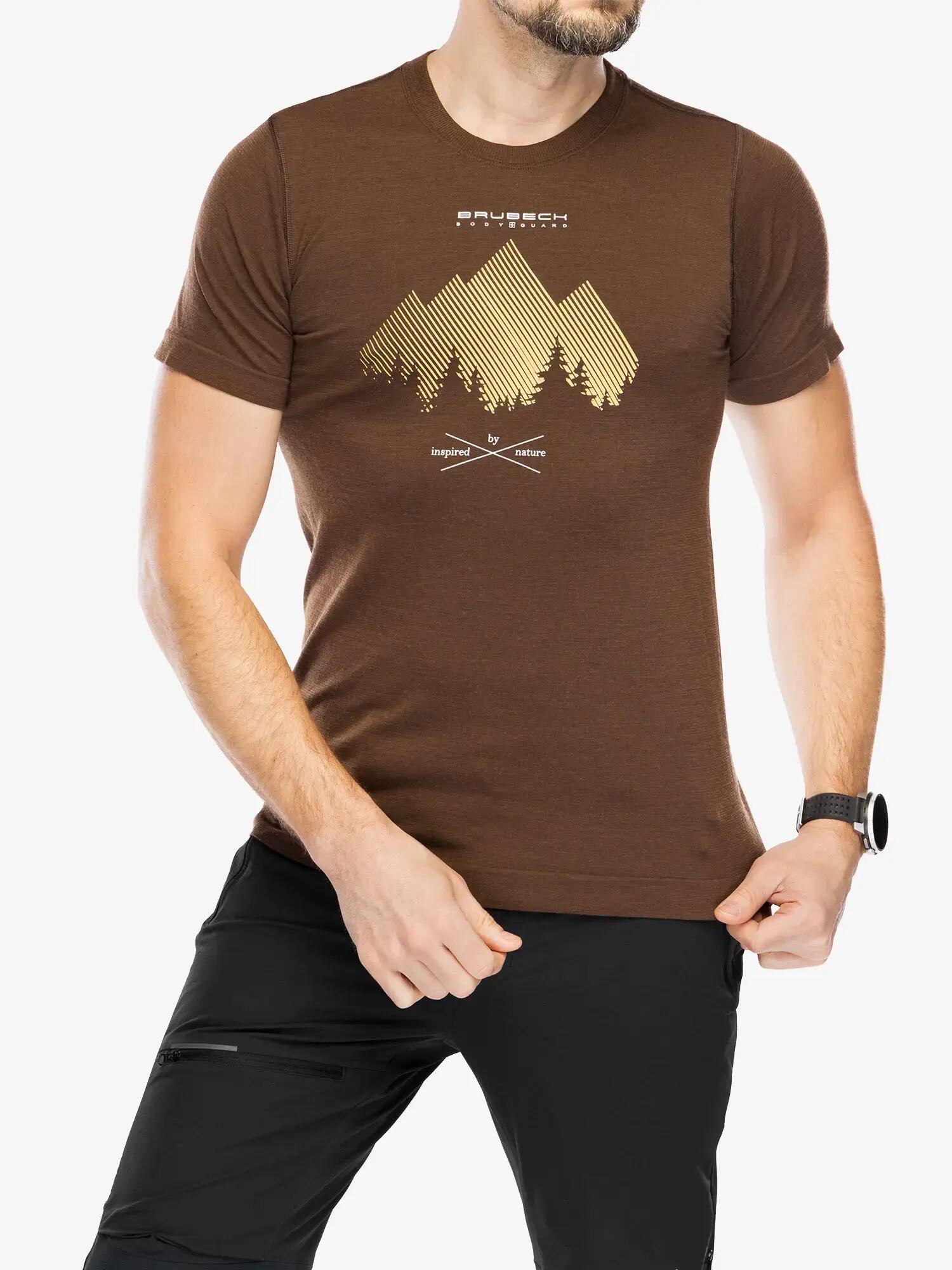 Koszulka męska z krótkim rękawem wełniana Brubeck OUTDOOR WOOL PRO 5/7