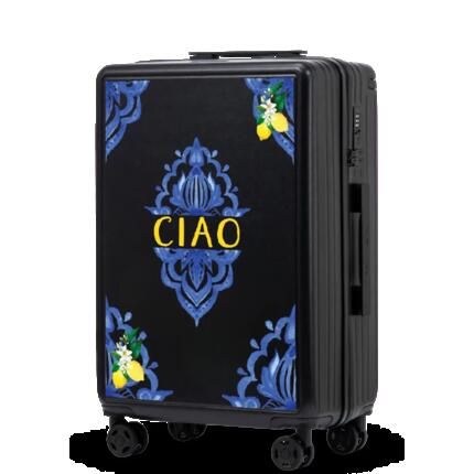Grande valise Wings ABS+ 28" personnalisée BLEU PASTEL COQUELICOTS POPIERSIE
