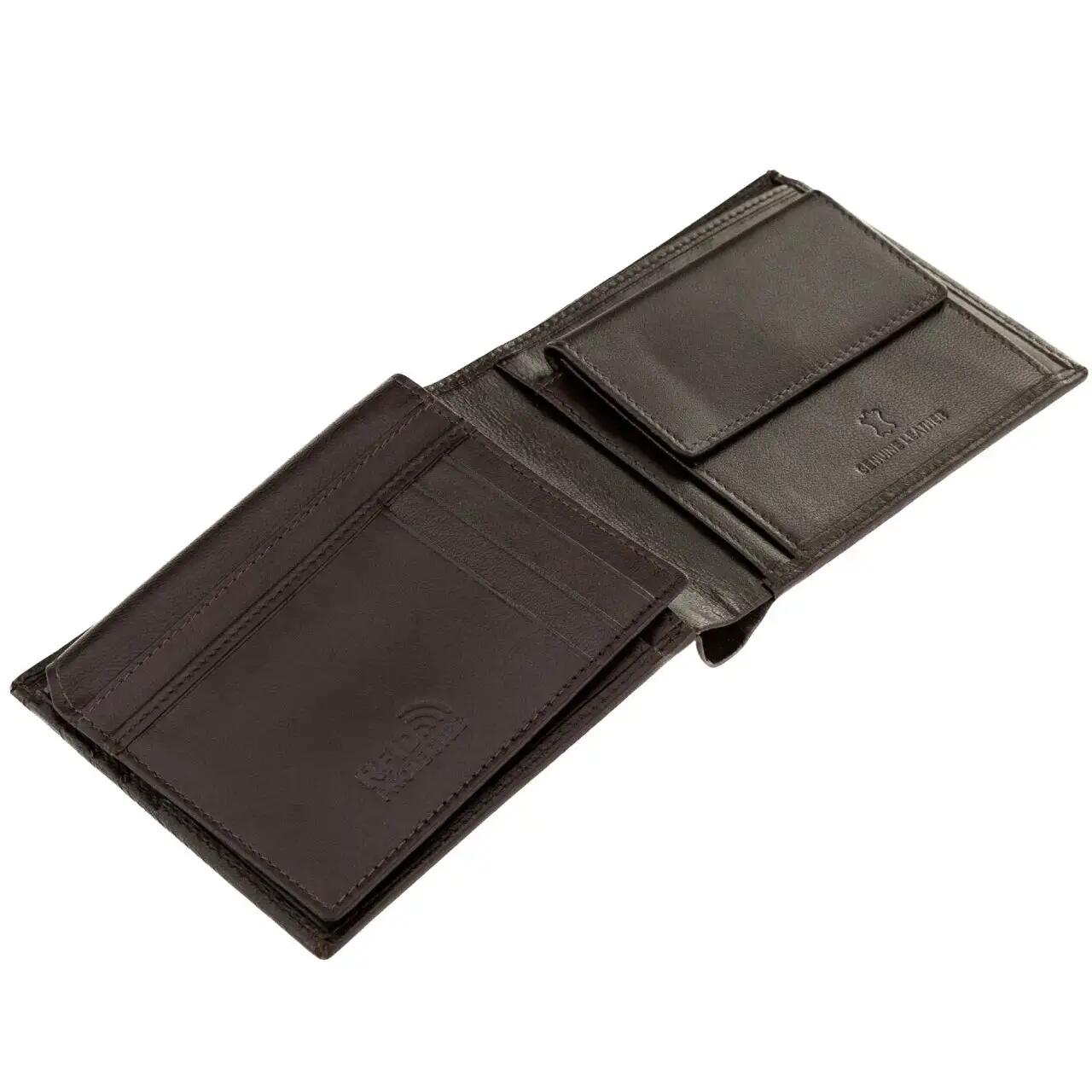 WINGS Portefeuille homme en cuir naturel de chèvre avec rabat rabattable Marron 7/7