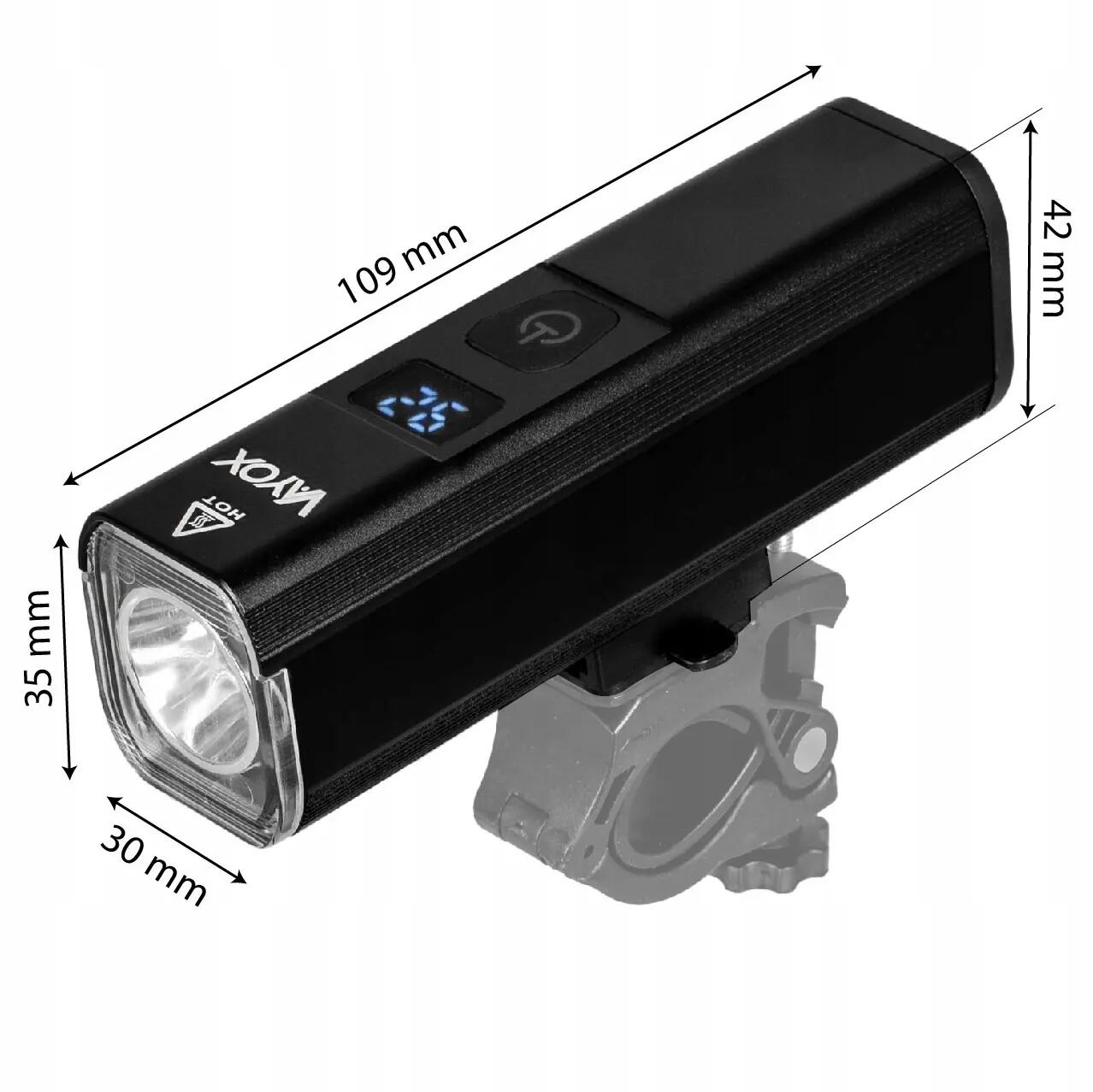 Kerékpár első lámpa Vayox VA0071 1300lm újratölthető LCD power bank 14/16
