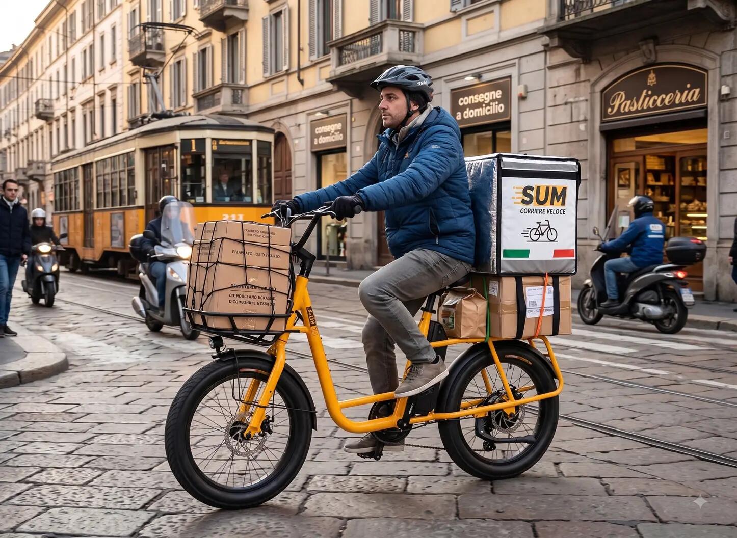 Bicicleta eléctrica compacta/bicicleta de carga SUM E-Cargo UCO de acero 4/4
