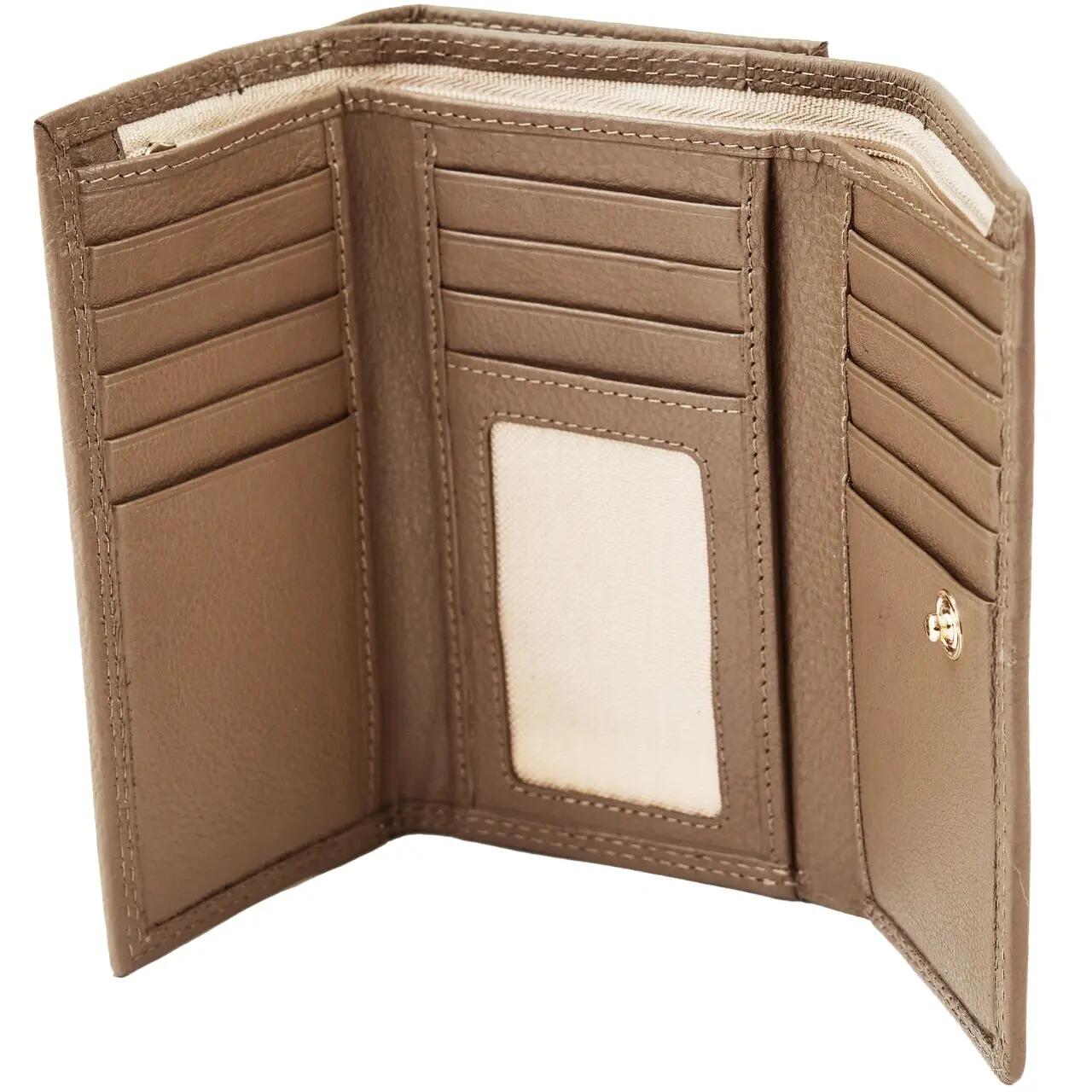WINGS leren damesportemonnee met RFID-bescherming en ruime binnenkant BEIGE 7/9