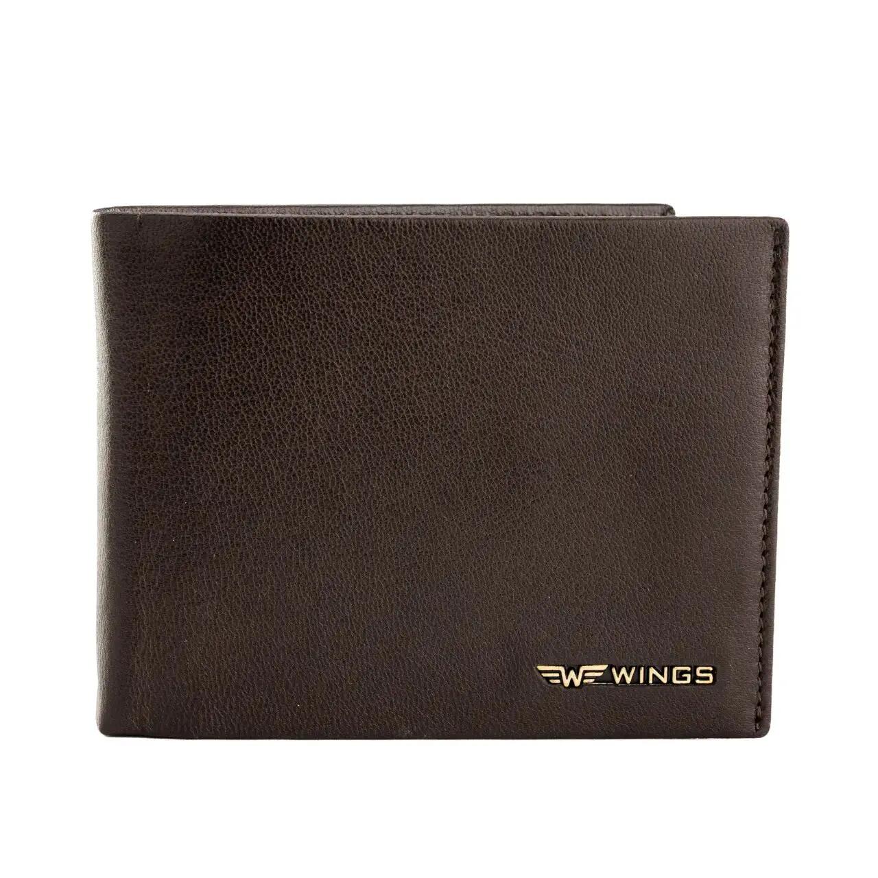 WINGS Portefeuille homme en cuir naturel de chèvre avec rabat rabattable Marron 4/7