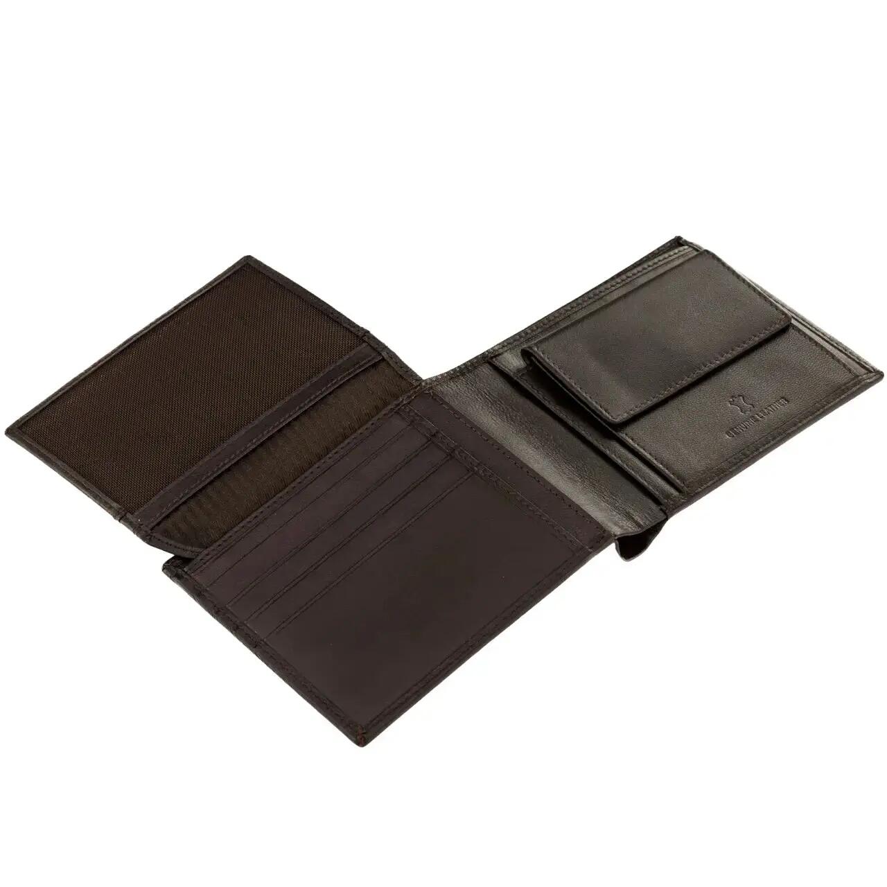 WINGS Portefeuille homme en cuir naturel de chèvre avec rabat rabattable Marron 3/7