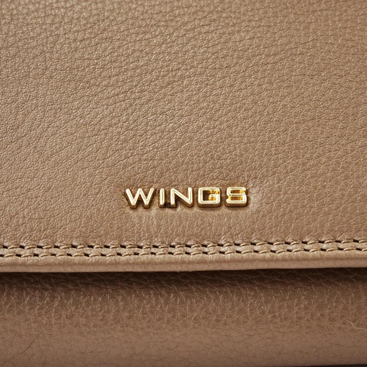 WINGS leren damesportemonnee met RFID-bescherming en ruime binnenkant BEIGE 6/9