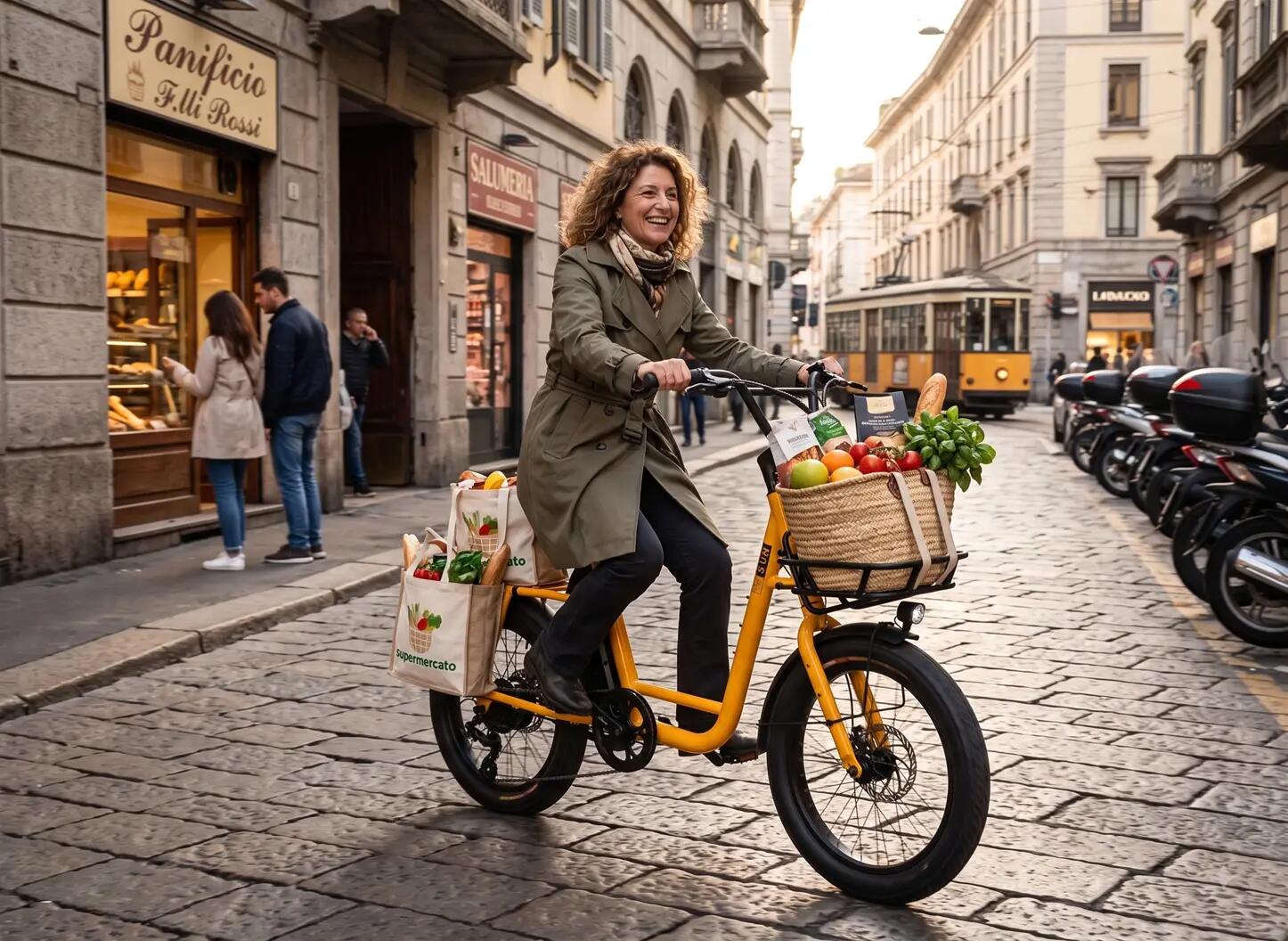 Bicicleta eléctrica compacta/bicicleta de carga SUM E-Cargo UCO de acero 3/4