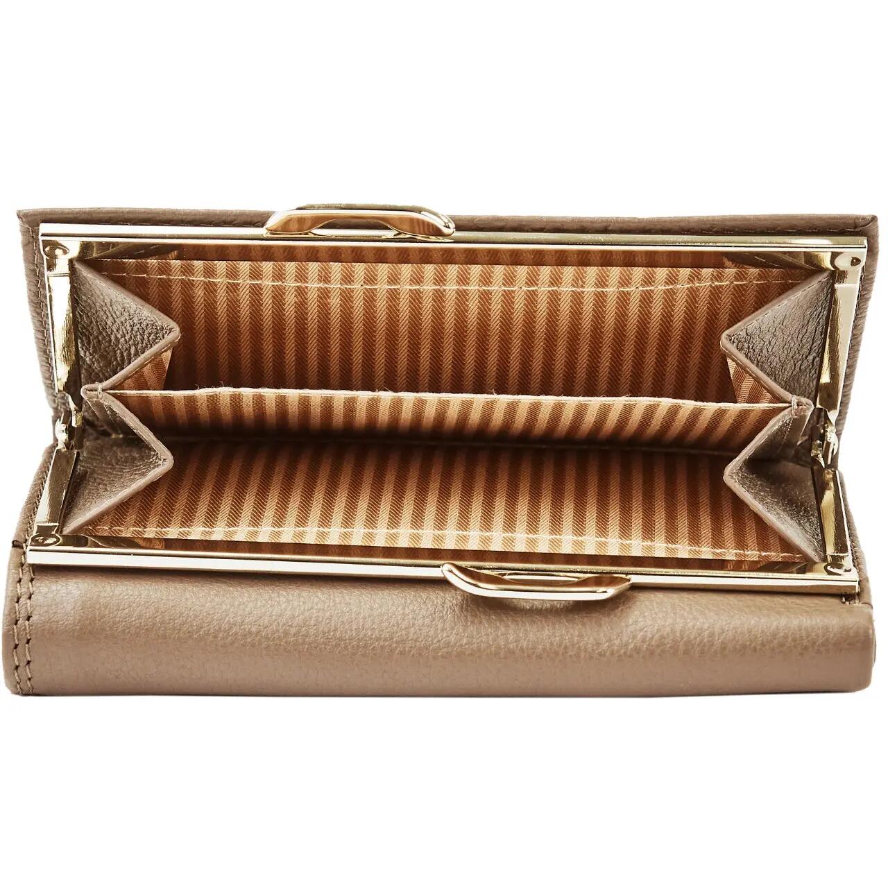 WINGS leren damesportemonnee met RFID-bescherming en ruime binnenkant BEIGE 5/9