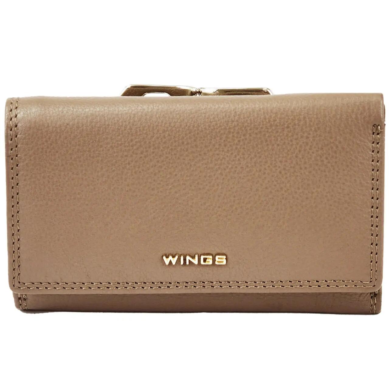 WINGS leren damesportemonnee met RFID-bescherming en ruime binnenkant BEIGE 4/9