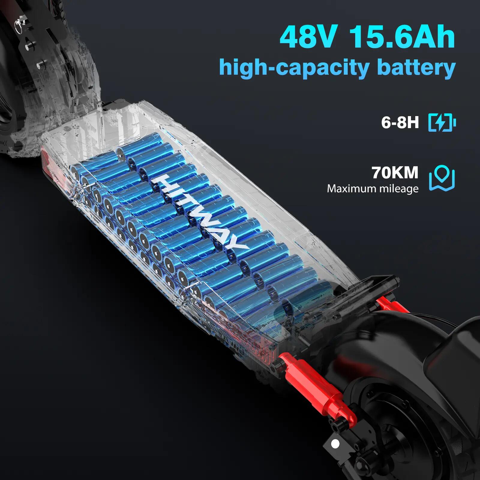 Patinete eléctrico plegable H9, autonomía 70 km, batería 748Wh 4/7