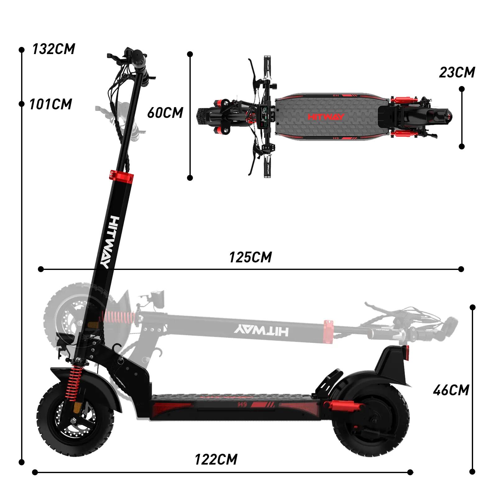 Patinete eléctrico plegable H9, autonomía 70 km, batería 748Wh 2/7