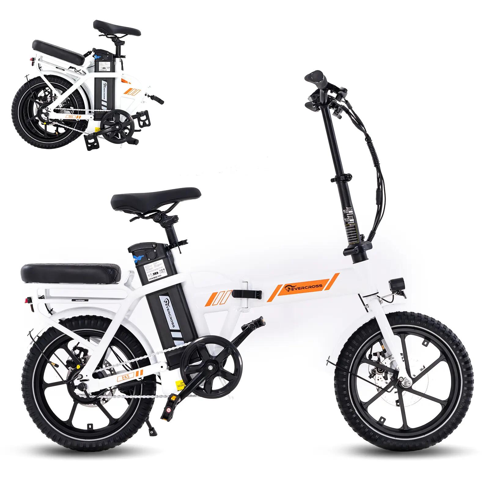 Vélo Électrique Pliable 250W Compact et Léger – EVERCROSS EK5 Blanc 15/16