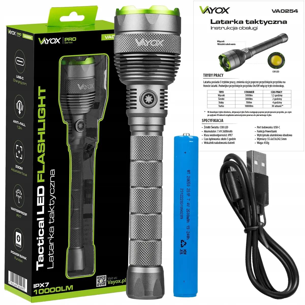 Handlampe Vayox USB-C ZOOM Powerbank 10000lm 15/16