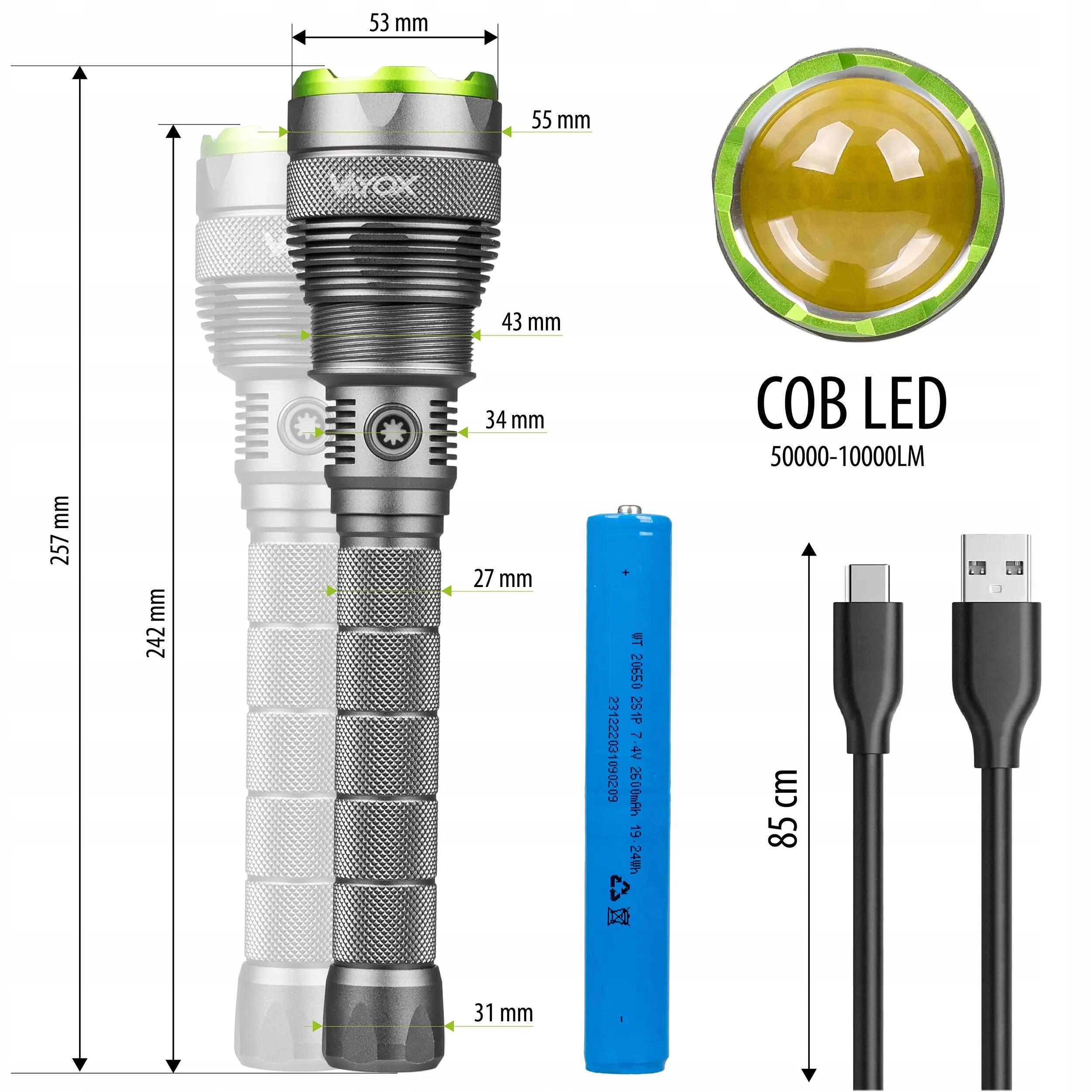 Handlampe Vayox USB-C ZOOM Powerbank 10000lm 14/16