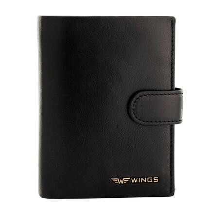 WINGS Męski portfel ze skóry naturalnej bydlęcej zapinany Black