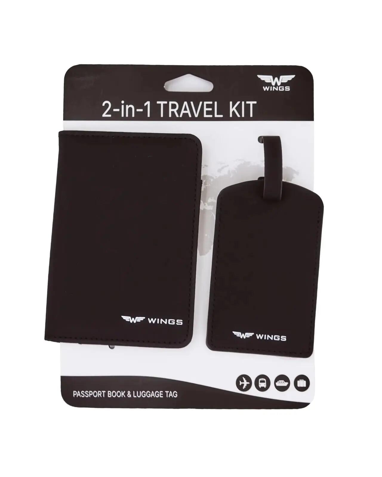 Paspoort- en bagagelabelhouder - elegante reisset van PU-leer ZWART 5/6