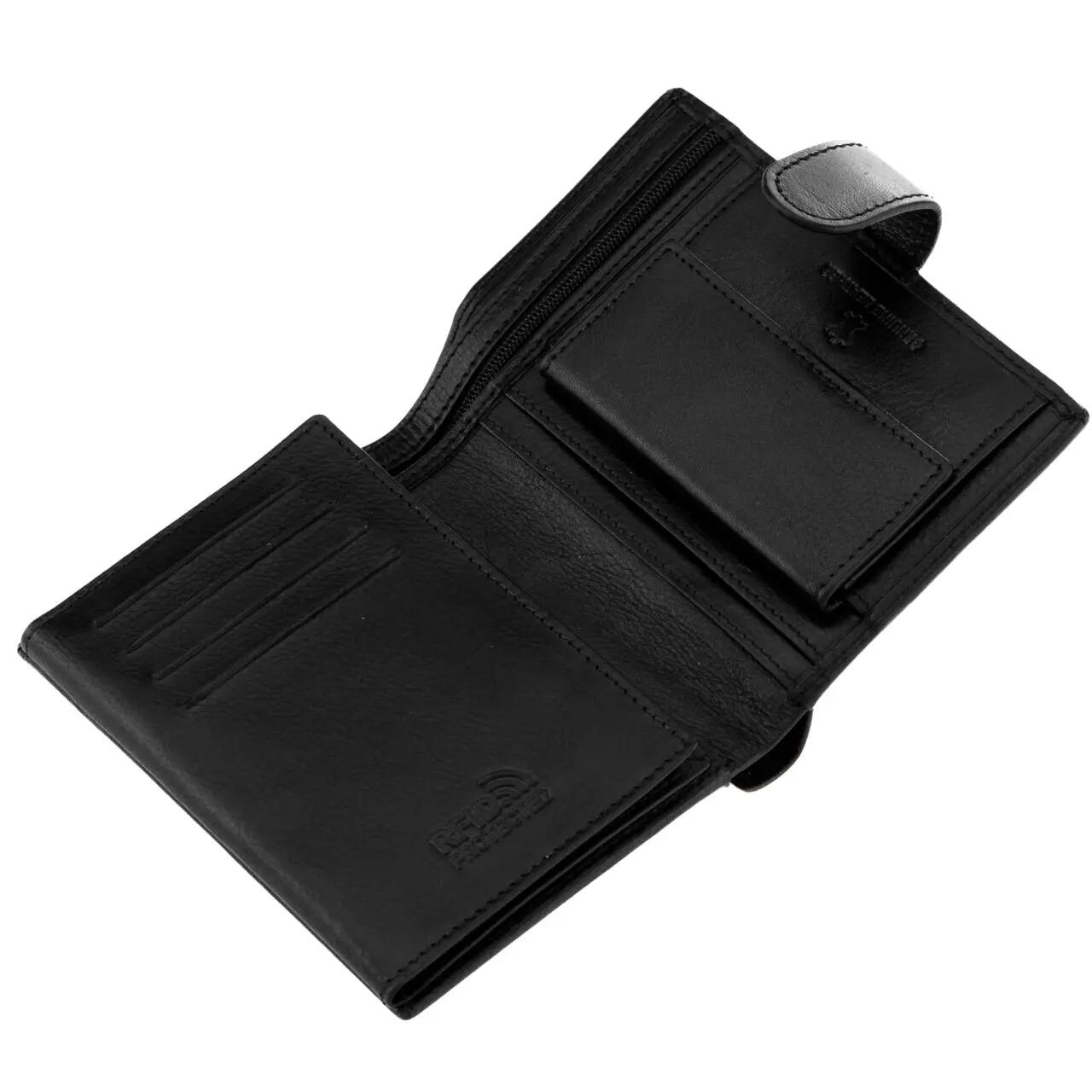 WINGS Portefeuille homme en cuir naturel de bovin avec fermeture noir 4/7