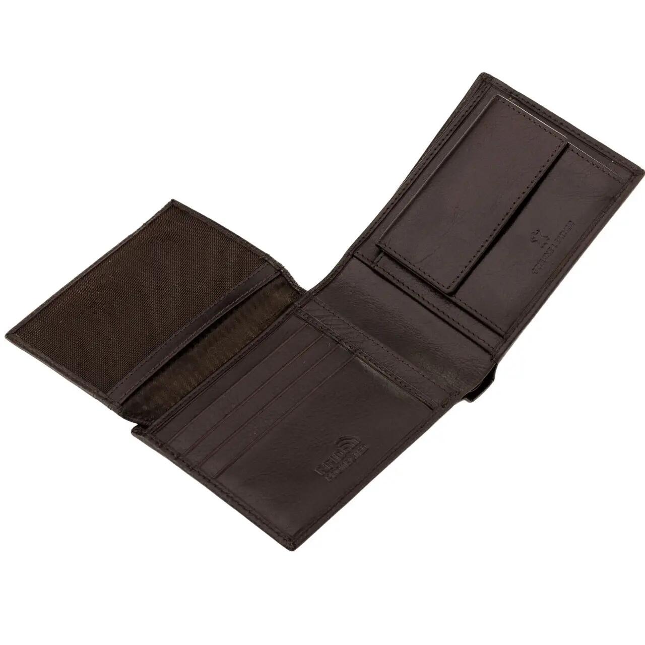 WINGS Portefeuille homme en cuir naturel de bovin avec rabat rabattable Marron 6/7