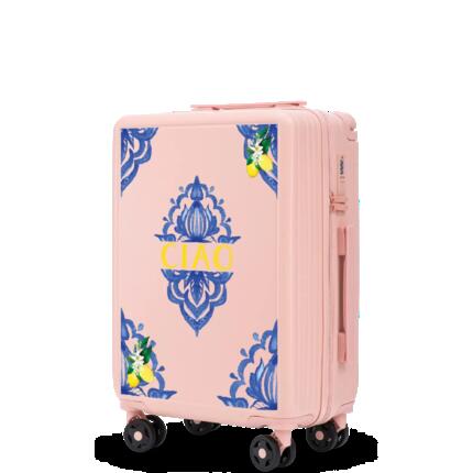 Grande valise Wings ABS+ 28" personnalisée BLEU PASTEL COQUELICOTS POPIERSIE