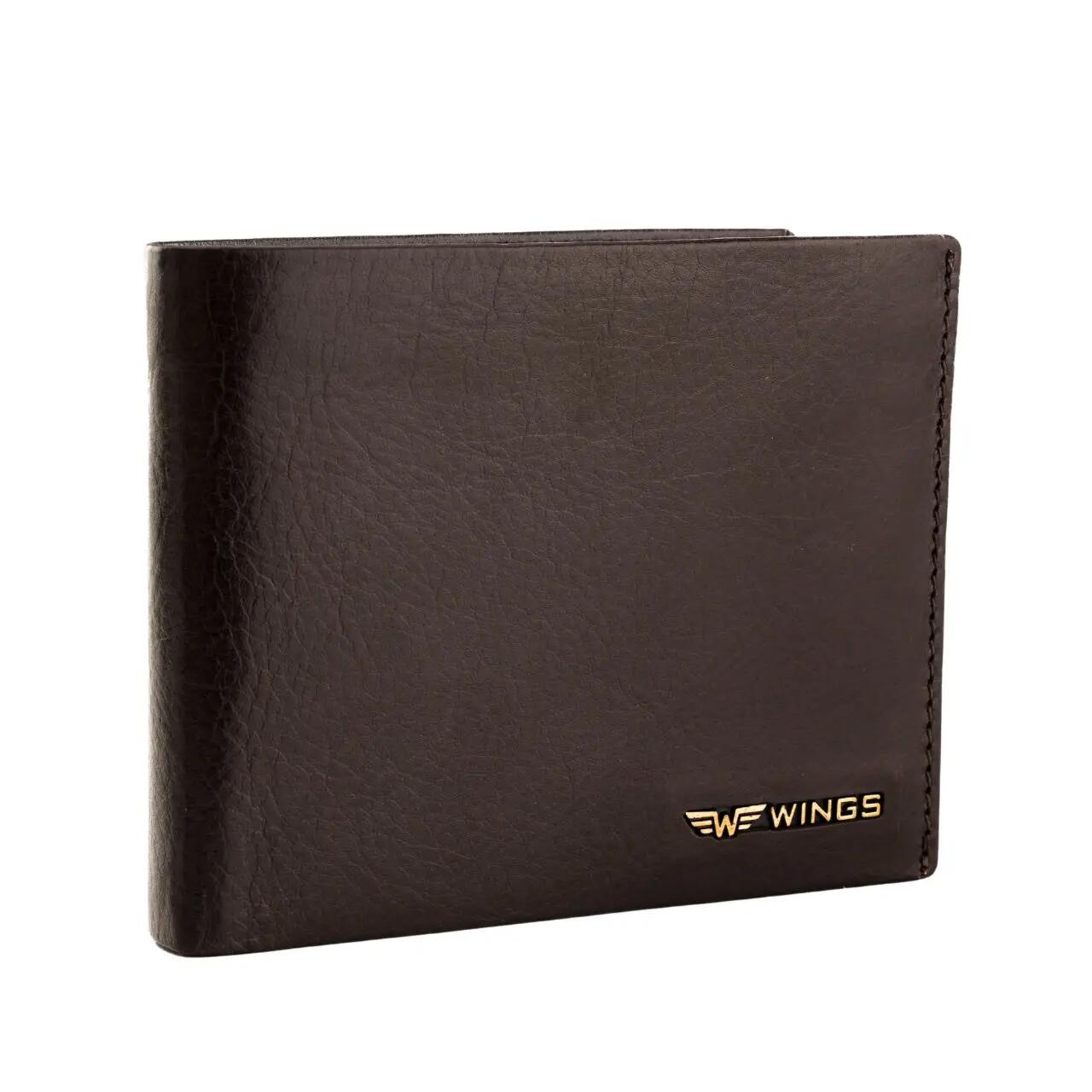 WINGS Portefeuille homme en cuir naturel de bovin avec rabat rabattable Marron 4/7