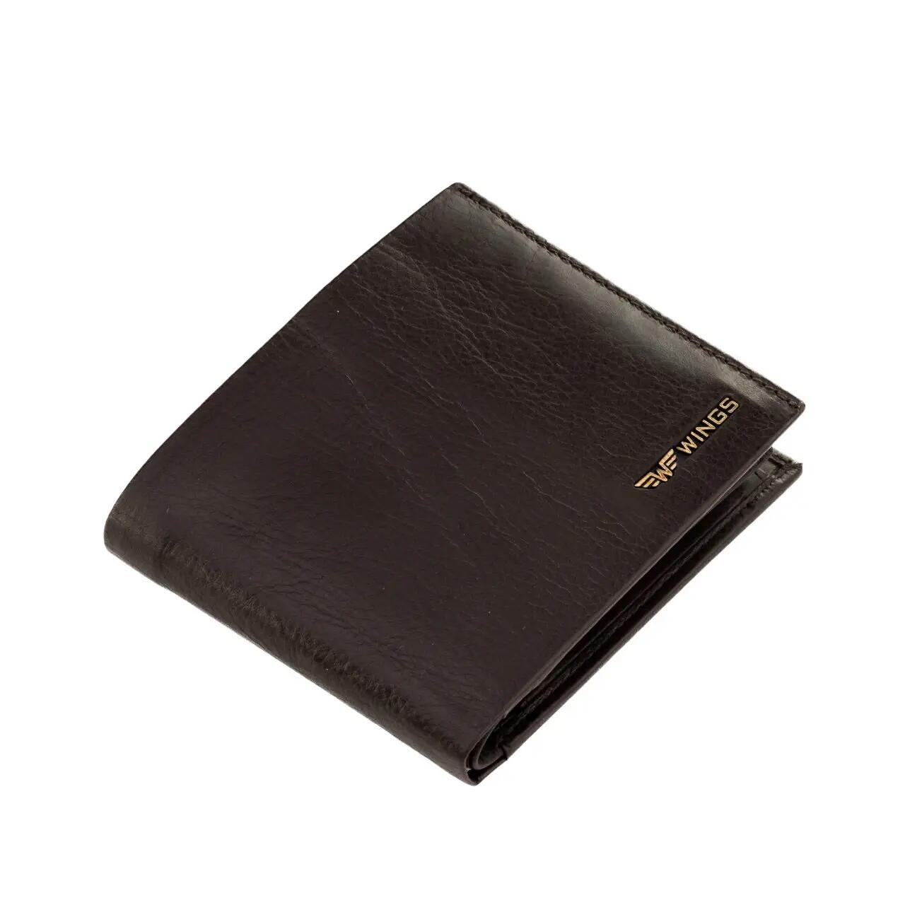 WINGS Portefeuille homme en cuir naturel de bovin avec rabat rabattable Marron 3/7