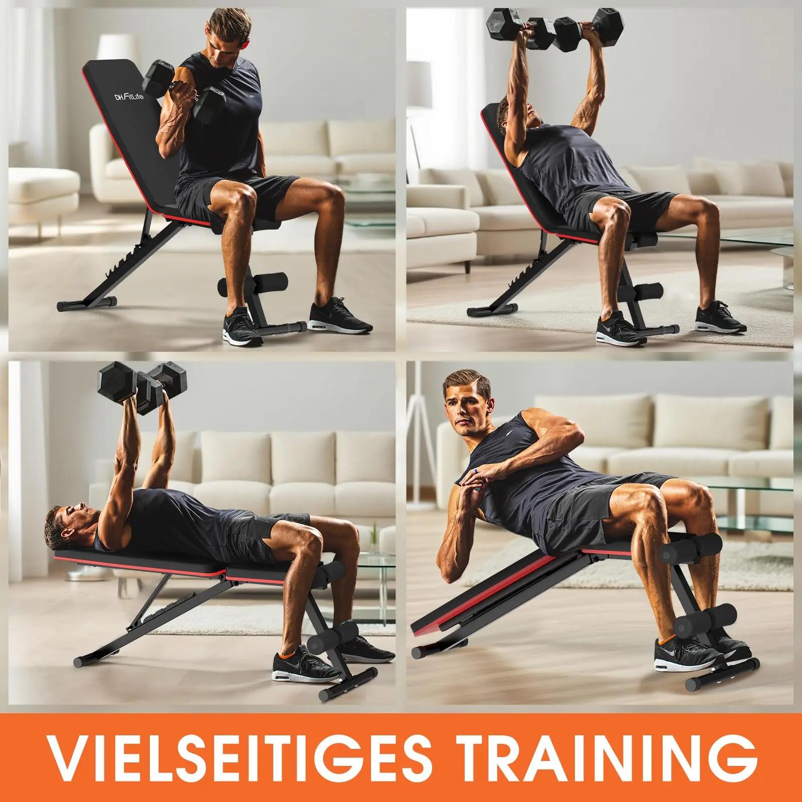 Hantelbank klappbar, 8-in-1 Trainingsbank, 80% platzsparend -  Basic 7/8