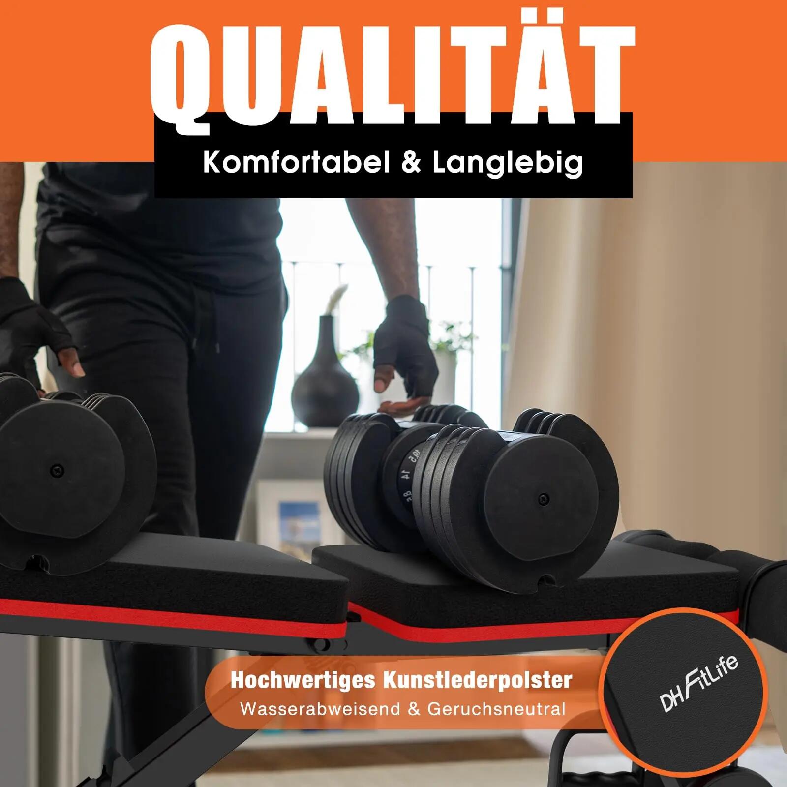 Hantelbank klappbar, 8-in-1 Trainingsbank, 80% platzsparend -  Basic 5/8