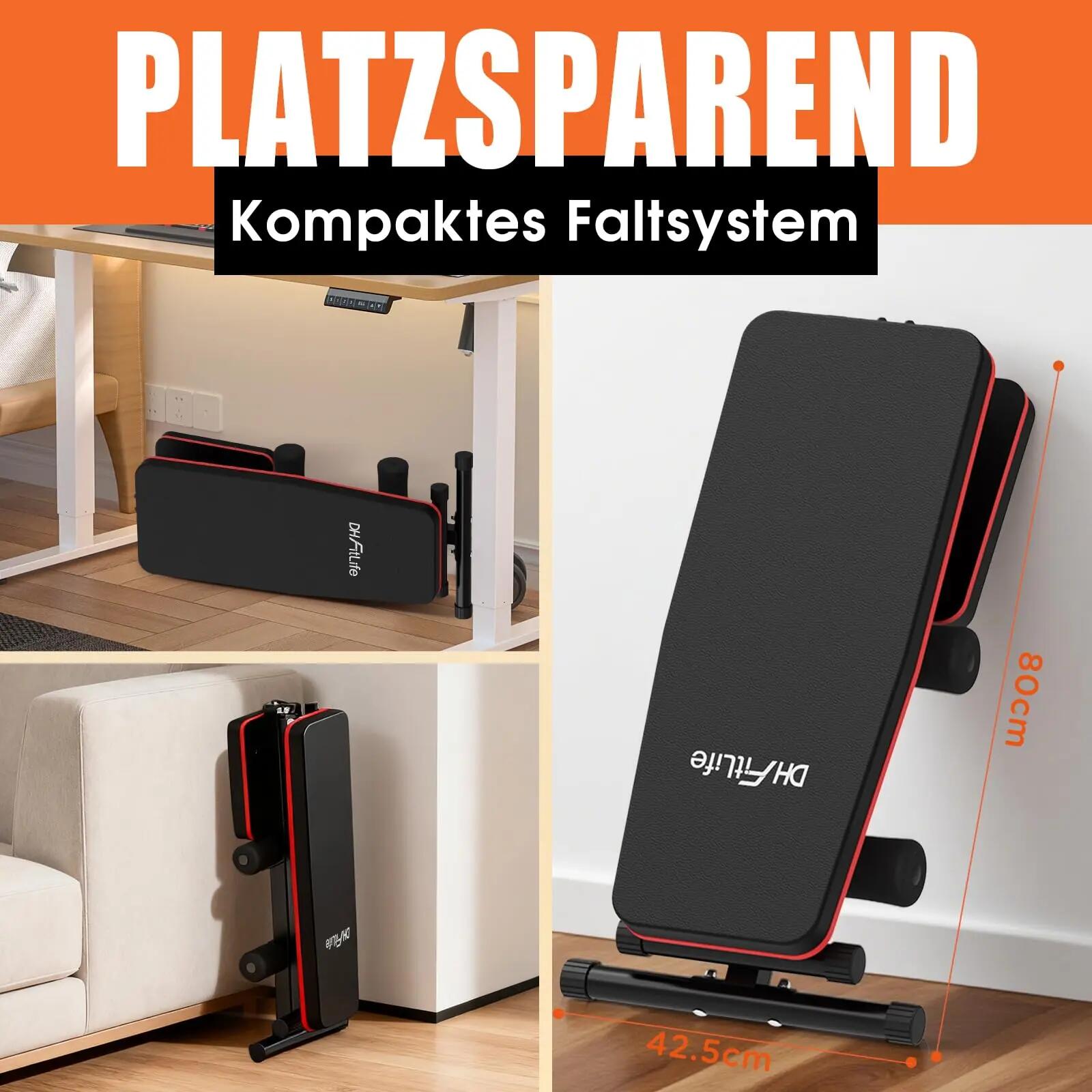 Hantelbank klappbar, 8-in-1 Trainingsbank, 80% platzsparend -  Basic 4/8