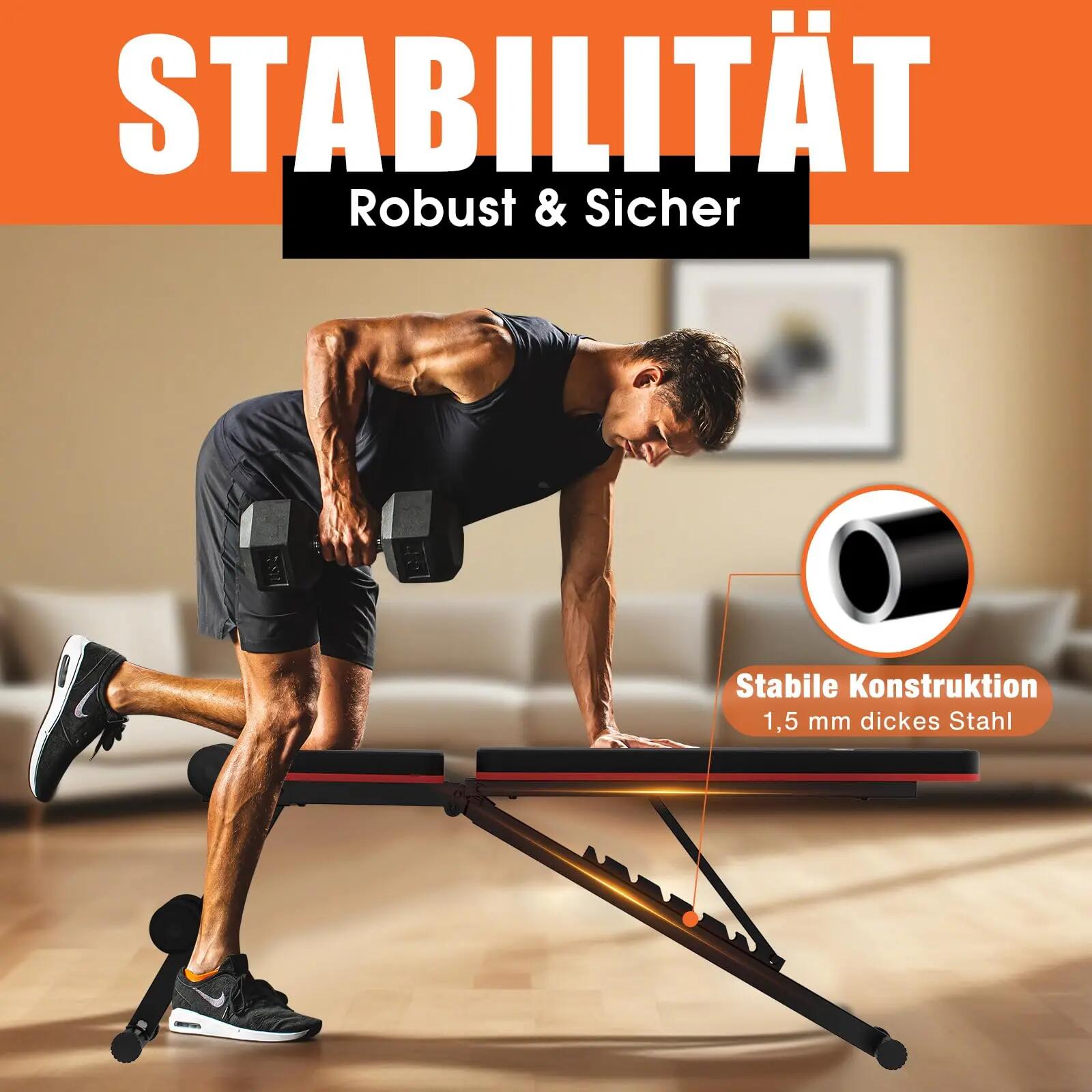 Hantelbank klappbar, 8-in-1 Trainingsbank, 80% platzsparend -  Basic 3/8
