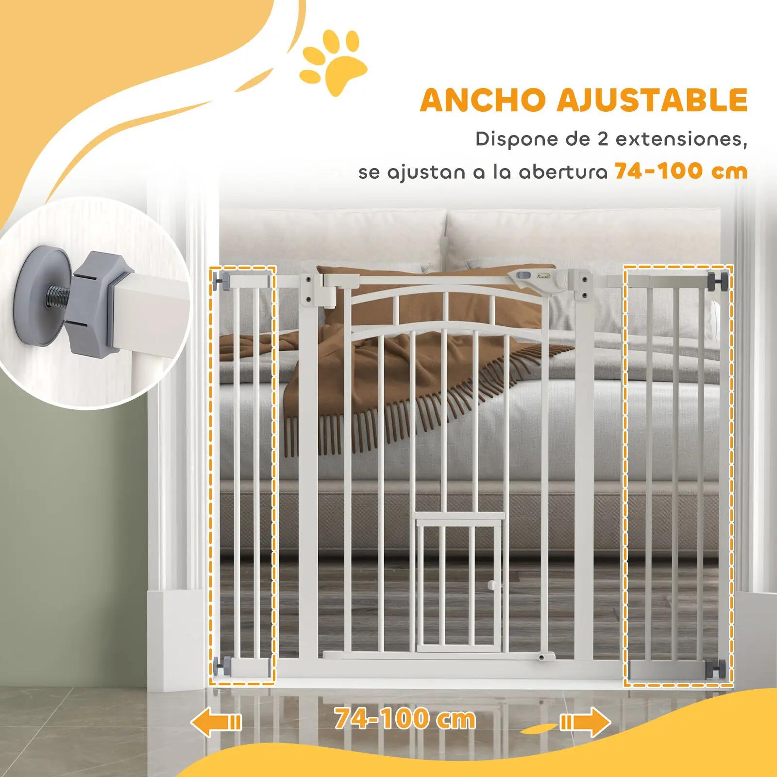 Barreira de segurança 100x4x76 cm branco PawHut 4/5