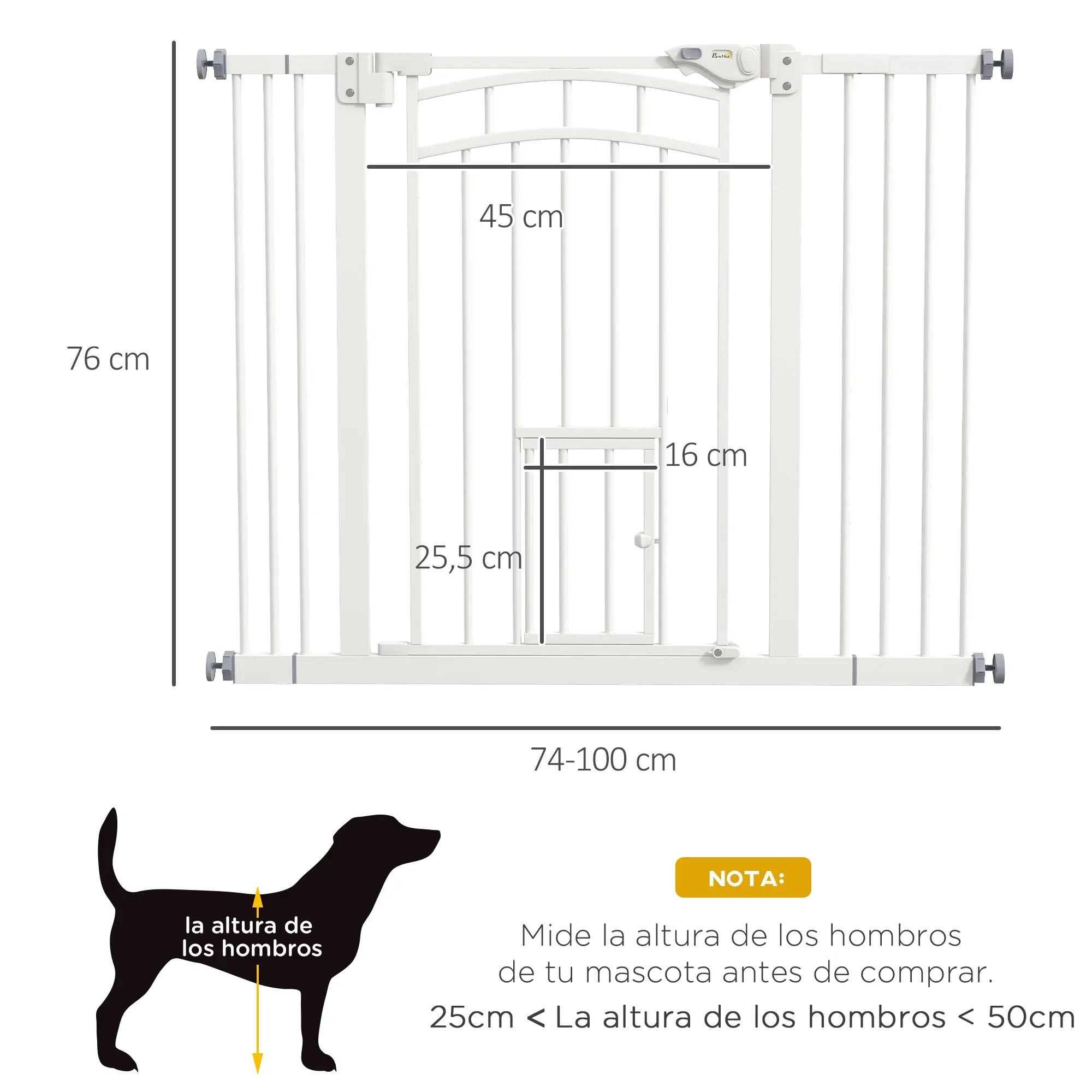 Barreira de segurança 100x4x76 cm branco PawHut 3/5