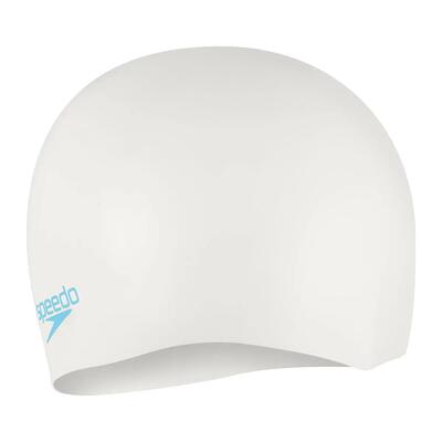 Speedo junior plain moulded silicone cap - wit / aqua