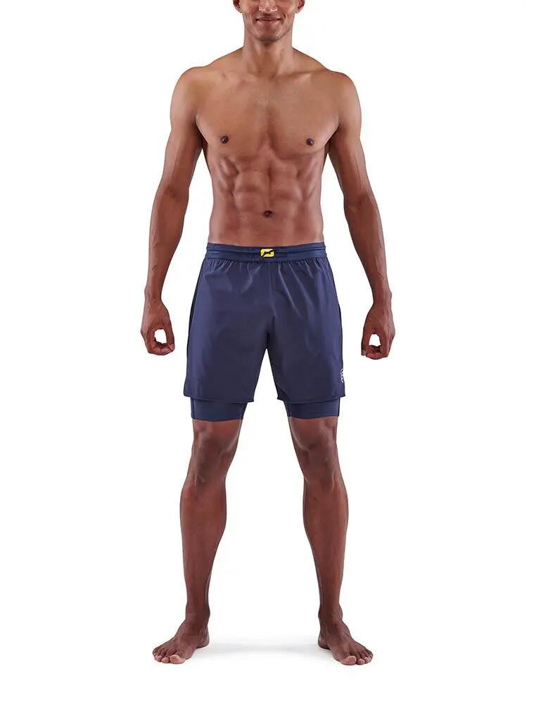 Calça legging masculina SKINS Series-3 Superpose Half Tights - Azul Marinho - 3/5