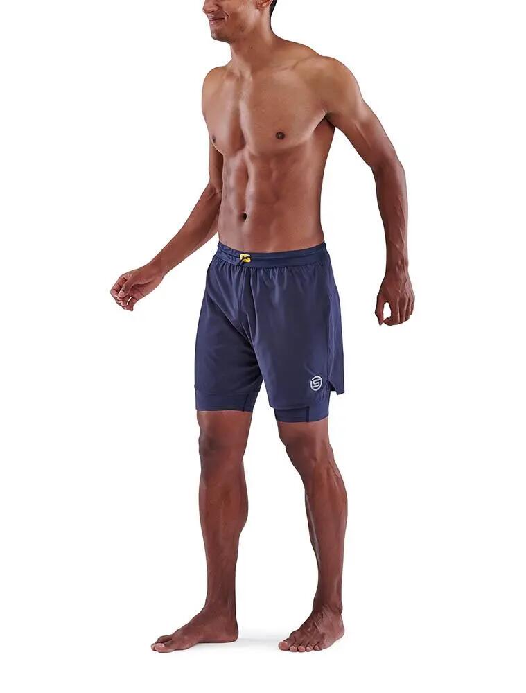 Calça legging masculina SKINS Series-3 Superpose Half Tights - Azul Marinho - 2/5