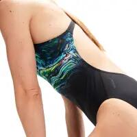 Traje de baño Speedo Placement Digital Powerback - Negro/Verde brillante/Azul 4/7