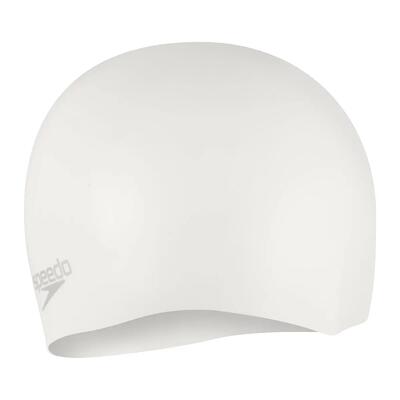 Speedo plain moulded silicone cap - wit / zilver