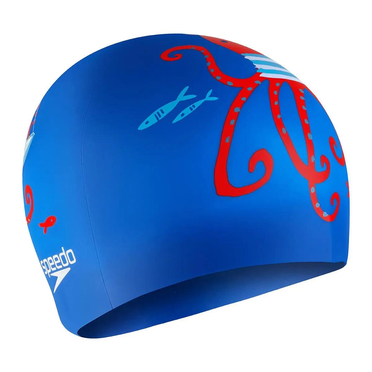 Casquette Speedo Junior imprimée en silicone - Bleu / Rouge / Blanc 2/4