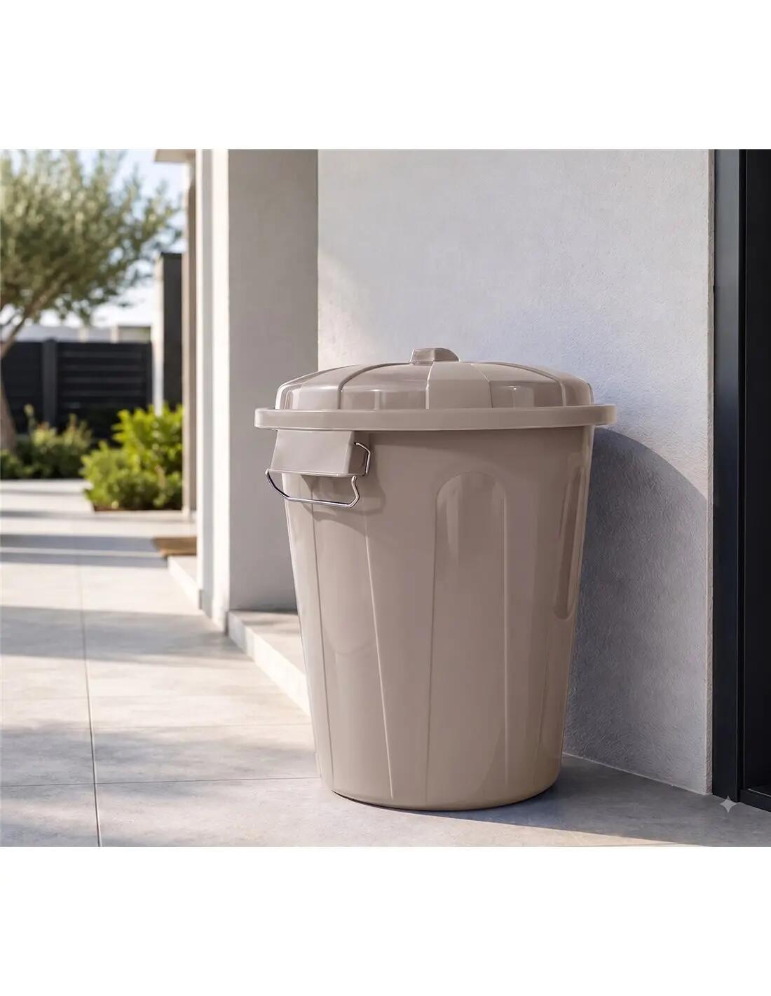 Cubo Basura Plástico con Tapa | Alta Res JARDIN202 Marrón claro 21 litros 3/5