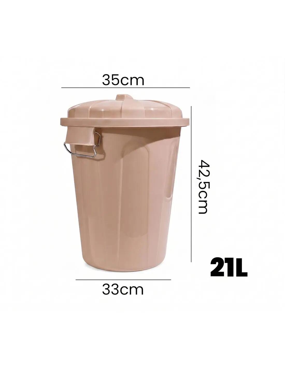 Cubo Basura Plástico con Tapa | Alta Res JARDIN202 Marrón claro 21 litros 2/5