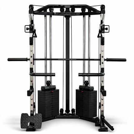 Station d’angle avec Smith Machine et double poulie – 160 kg