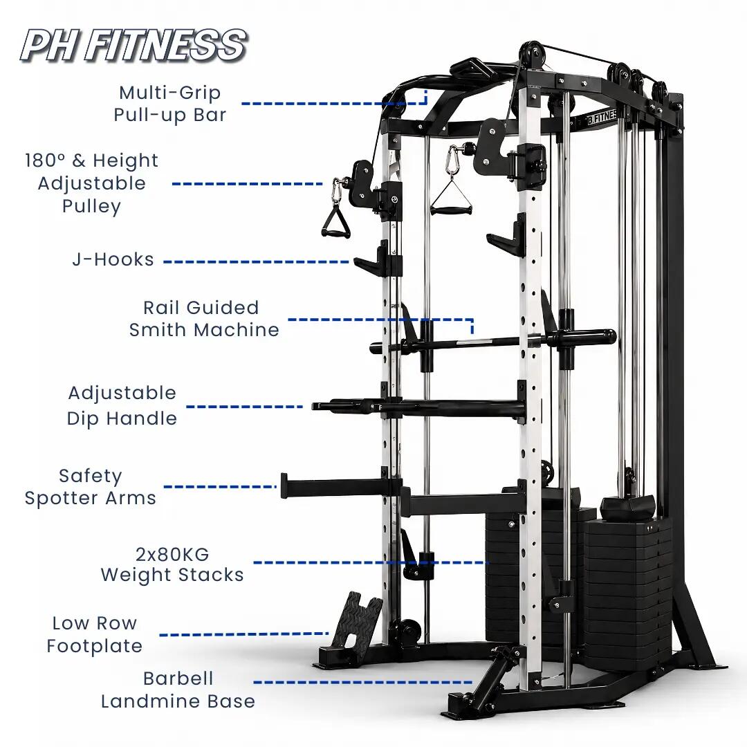Stazione angolare con Smith Machine e doppia puleggia – 160 kg 4/9