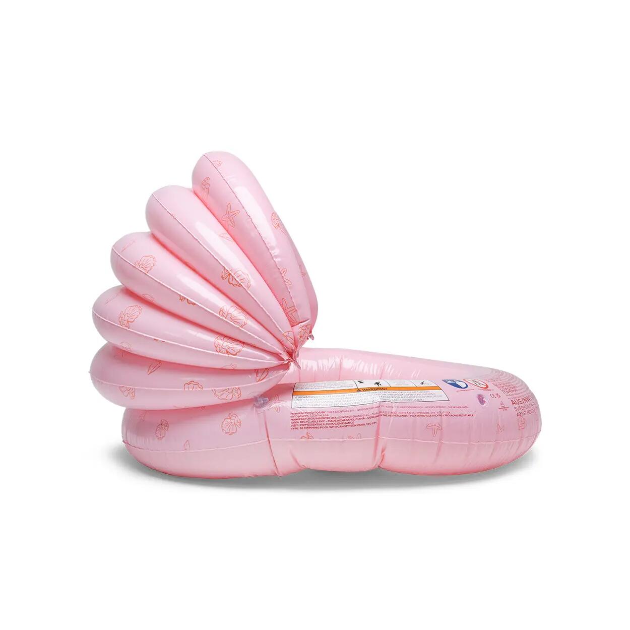 Swim Essentials Kinderzwembad - Roze - Shell Tastic - Ø 100 Cm Met Luifel 2/2