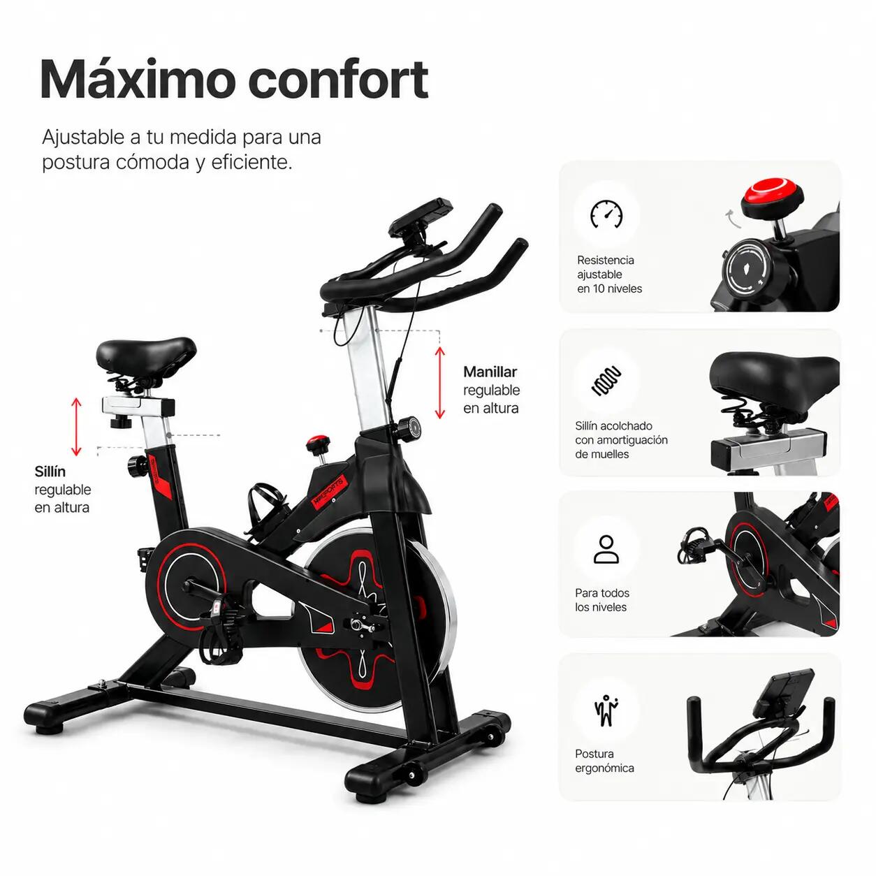 Bicicleta Estática Resistencia Ajustable Con Pantalla LCD 6/7