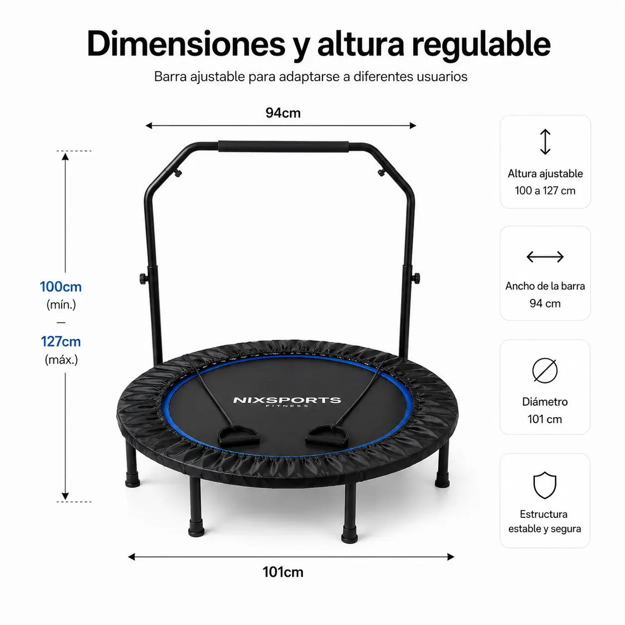Trampoline fitness 3 en 1 avec barre réglable 7/7